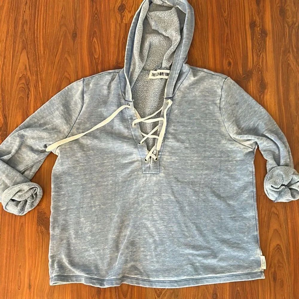 The Laundry Room Revolve oversized light blue distressed sailor style hoodie swe
